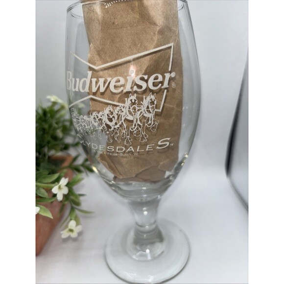 Vtg Budweiser 1996 Clydesdales Horsed Etched Wine Beer 7" Glass Bar-Replacement - Picture 4 of 11